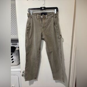 Abercrombie & Fitch Mens Carpenter Loose Workwear Pants Gray Green Relaxed Sz 28